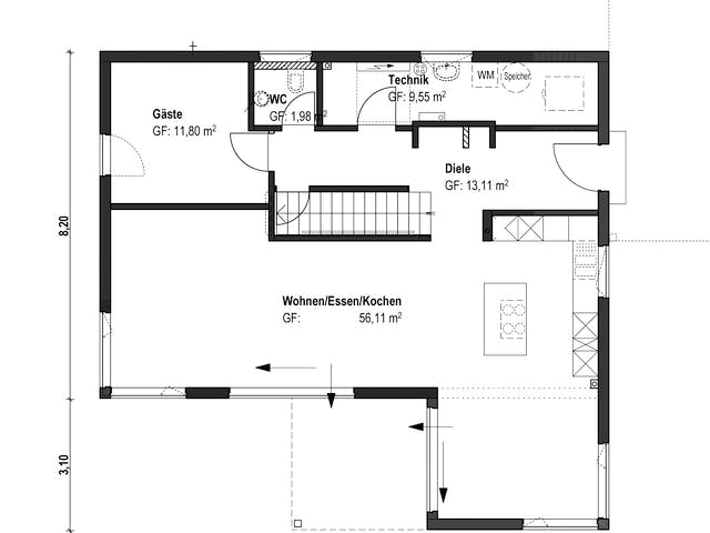 Fertighaus Homestory 093 von Lehner Haus Schlüsselfertig ab 390000€, Satteldach-Klassiker Grundriss 2