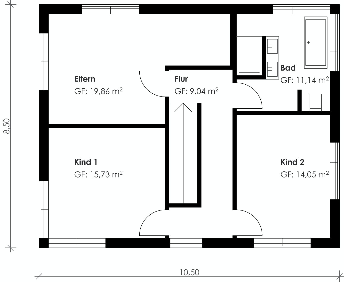 Fertighaus Homestory 135 von Lehner Haus Schlüsselfertig ab 336700€, Satteldach-Klassiker Grundriss 1