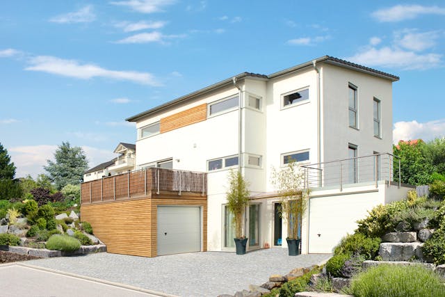 Fertighaus mit 150 qm, vorgebauter Garage & Keller von Lehner Haus