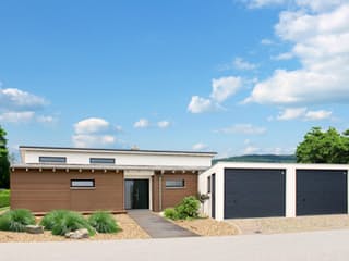 Fertighaus Homestory 196 von Lehner Haus Schlüsselfertig ab 314600€, Bungalow Außenansicht 1 Fertighaus Homestory 196 von Lehner Haus Schlüsselfertig ab 314600€, Bungalow Außenansicht 1