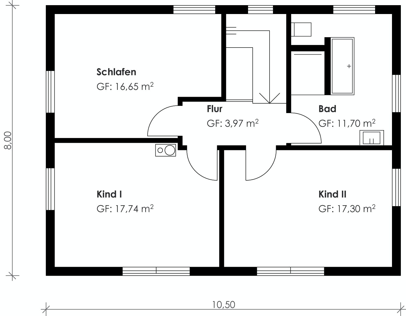 Fertighaus Homestory 203 von Lehner Haus Schlüsselfertig ab 305435€, Satteldach-Klassiker Grundriss 1