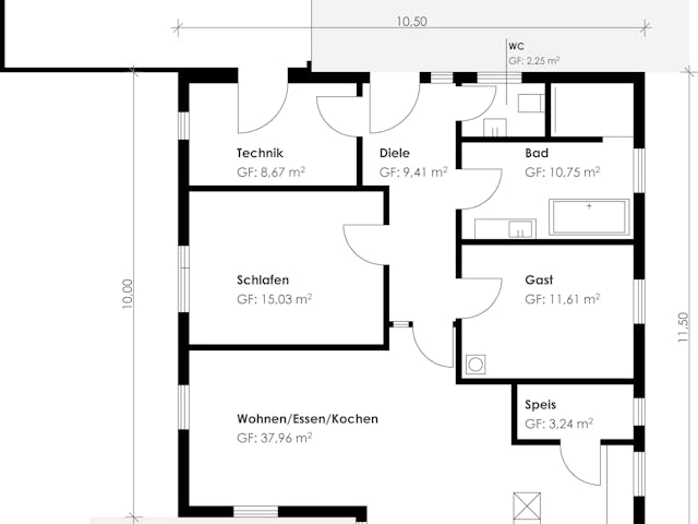 Fertighaus Homestory 221 von LEHNER HAUS Schlüsselfertig ab 240500€, Bungalow Grundriss 1