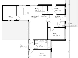 Fertighaus Homestory 271 von Lehner Haus Schlüsselfertig ab 274170€, Bungalow Grundriss 1