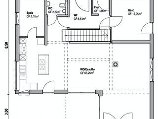Fertighaus Homestory 43 von Lehner Haus Schlüsselfertig ab 455000€, Satteldach-Klassiker Grundriss 1