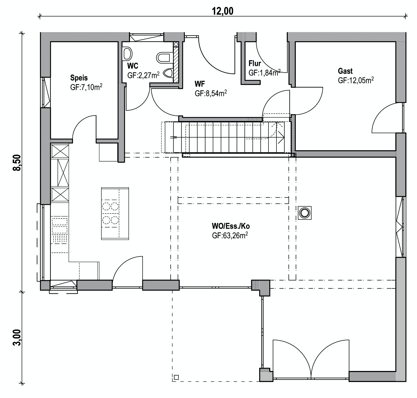 Fertighaus Homestory 43 von Lehner Haus Schlüsselfertig ab 455000€, Satteldach-Klassiker Grundriss 1