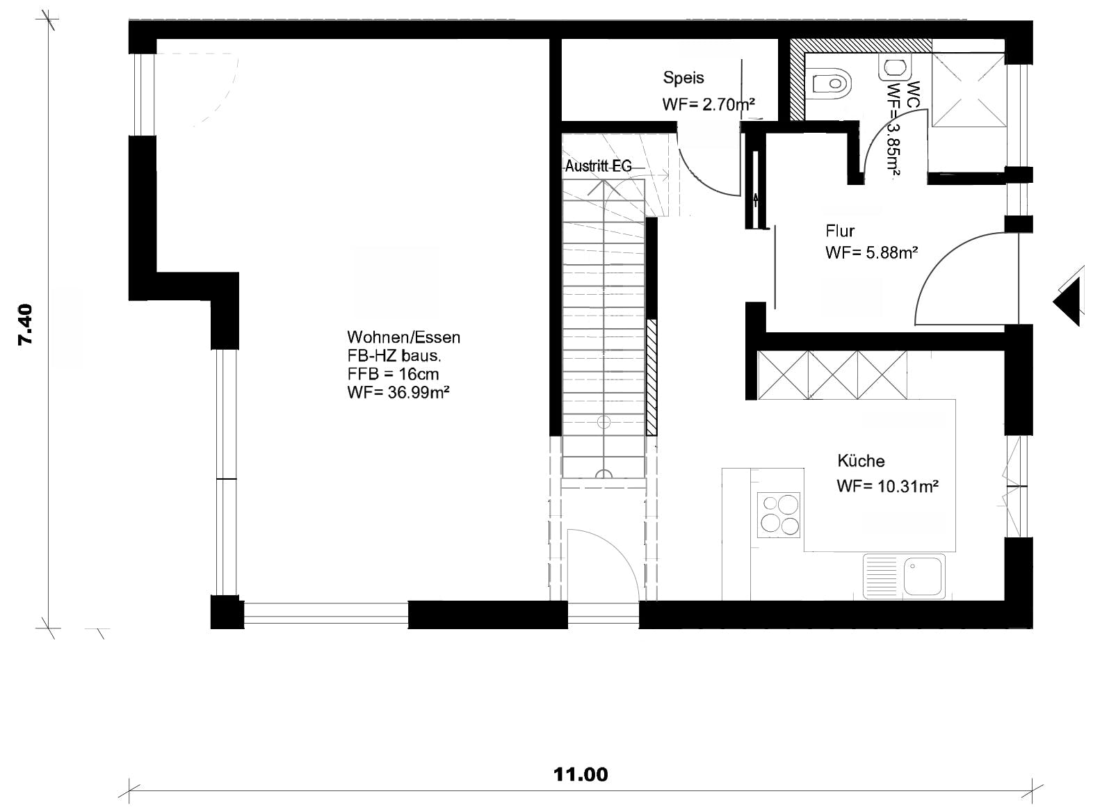 Fertighaus Homestory 343 von Lehner Haus, Satteldach-Klassiker Grundriss 1