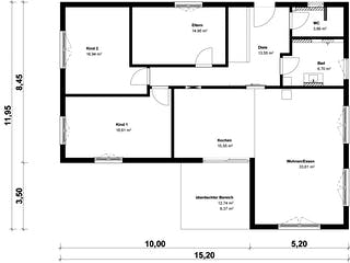 Fertighaus Homestory 429 von Lehner Haus, Bungalow Grundriss 1