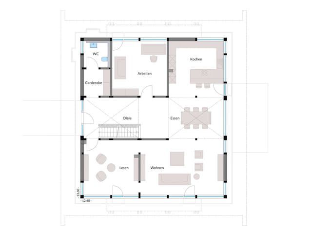 Fertighaus HUF Haus ART 5 Beispiel 5 von HUF HAUS, Fachwerk Grundriss 1 Fertighaus HUF Haus ART 5 Beispiel 5 von HUF HAUS, Fachwerk Grundriss 1