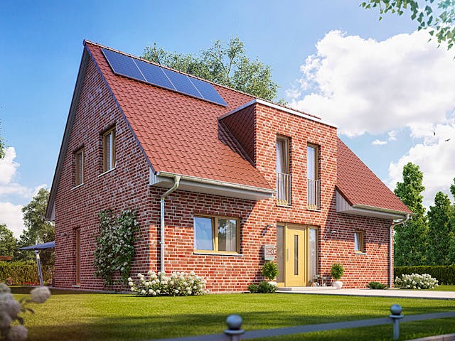 Massivhaus Alto 520 von Heinz von Heiden Zentrale Schlüsselfertig ab 307688€, Satteldach-Klassiker Außenansicht 1