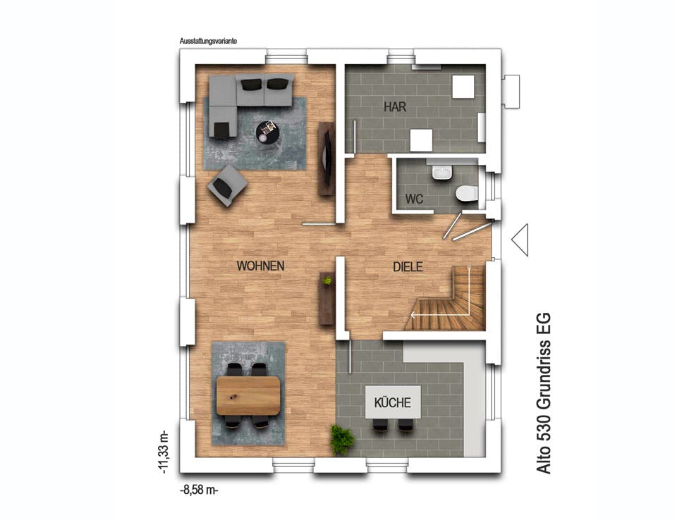 Massivhaus Alto 530 (out) von Heinz von Heiden, Satteldach-Klassiker Grundriss 1