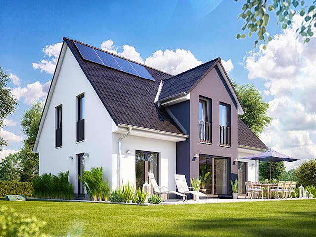 Massivhaus Alto 610 von Heinz von Heiden Zentrale Schlüsselfertig ab 307576€, Satteldach-Klassiker Außenansicht 1