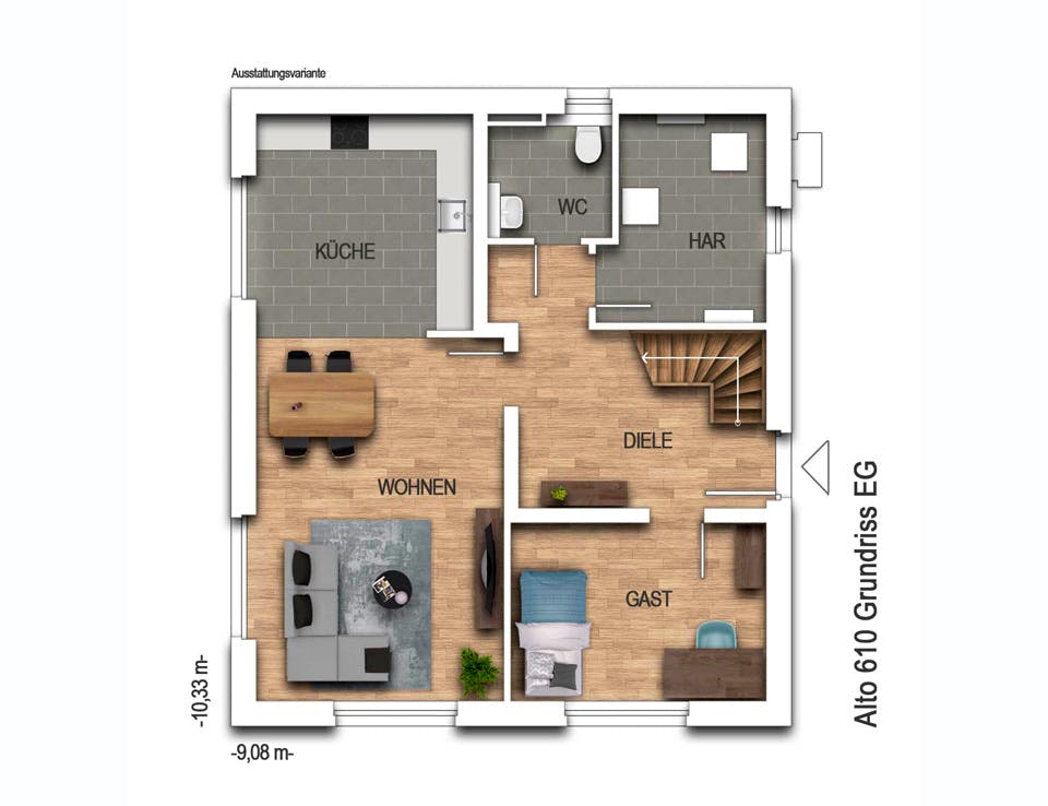 Massivhaus Alto 610 von Heinz von Heiden Schlüsselfertig ab 288845€, Satteldach-Klassiker Grundriss 1