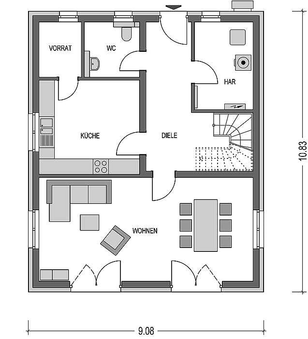 Massivhaus Alto 620 (inactive) von Heinz von Heiden, Satteldach-Klassiker Grundriss 1