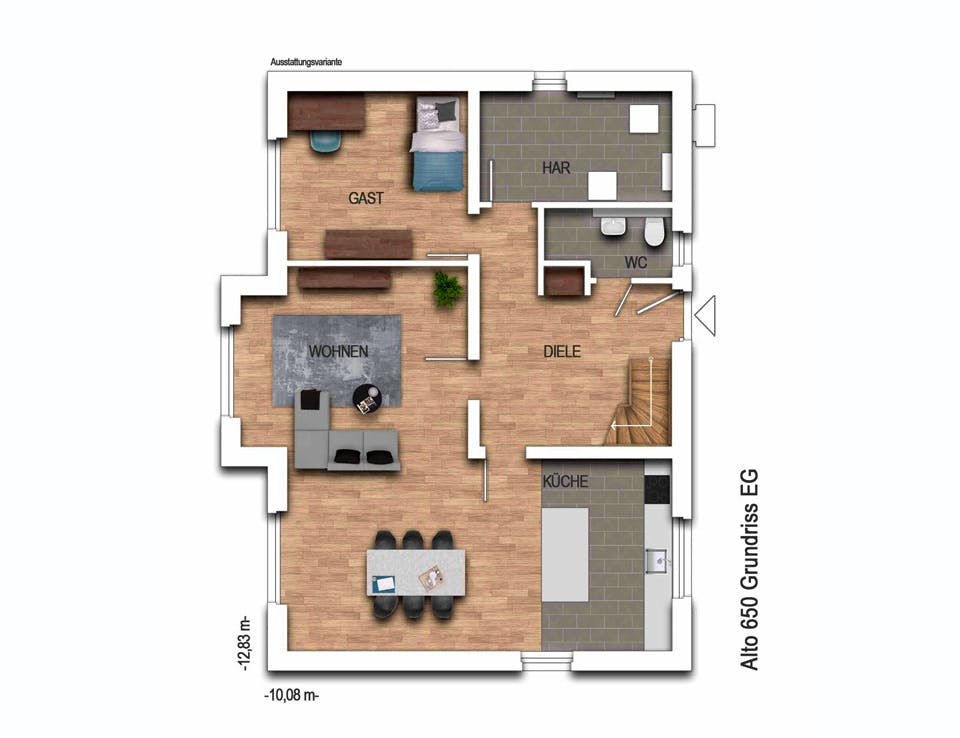 Massivhaus Alto 650 von Heinz von Heiden Schlüsselfertig ab 341545€, Satteldach-Klassiker Grundriss 1