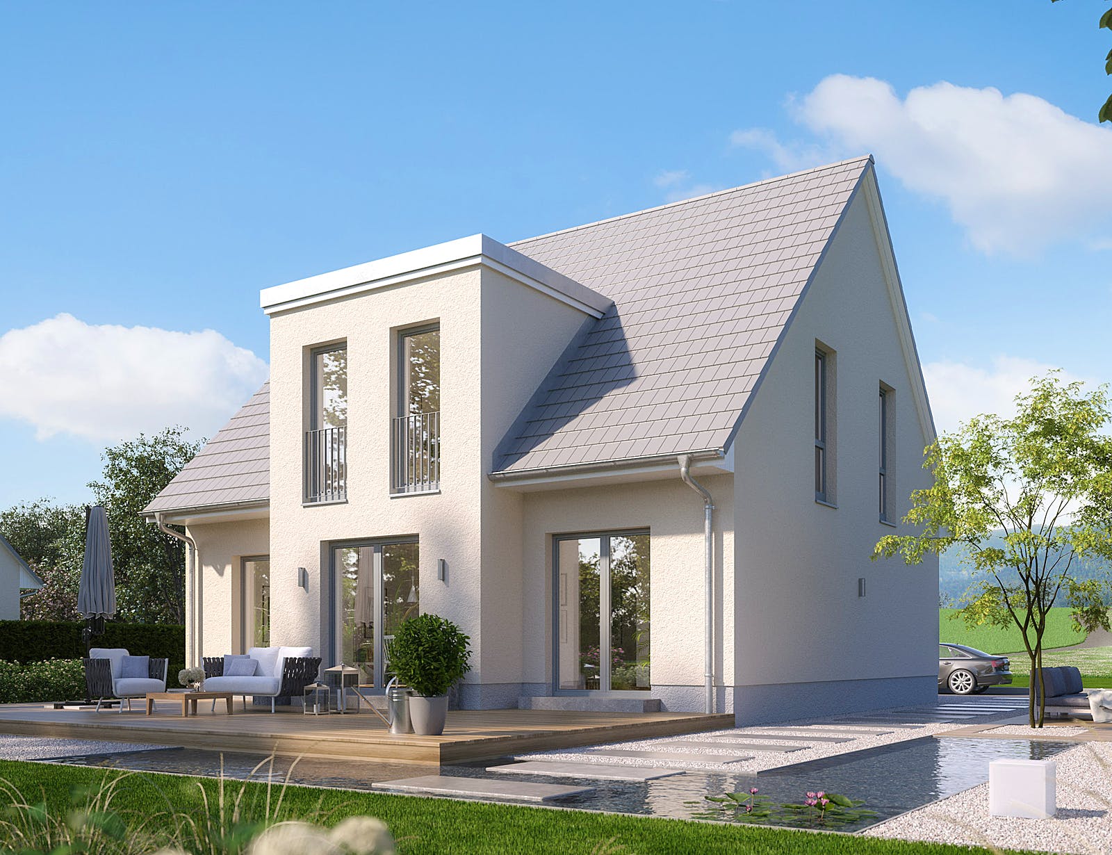 Massivhaus Alto 710 von Heinz von Heiden Schlüsselfertig ab 325728€, Satteldach-Klassiker Außenansicht 1