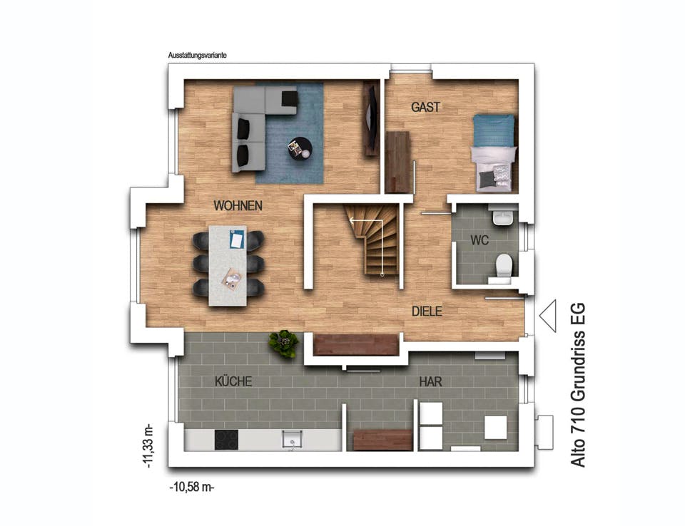 Massivhaus Alto 710 von Heinz von Heiden Schlüsselfertig ab 325728€, Satteldach-Klassiker Grundriss 1