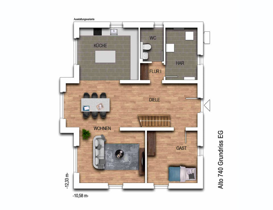 Massivhaus Alto 740 von Heinz von Heiden Schlüsselfertig ab 361187€, Satteldach-Klassiker Grundriss 1