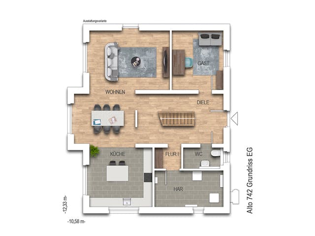 Massivhaus Alto 742 von Heinz von Heiden Zentrale Schlüsselfertig ab 373218€, Satteldach-Klassiker Grundriss 1