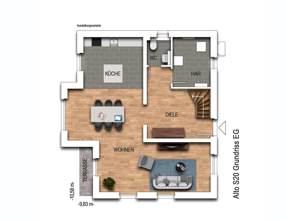 Massivhaus Alto S20 von Heinz von Heiden Schlüsselfertig ab 306097.625€, Satteldach-Klassiker Grundriss 1