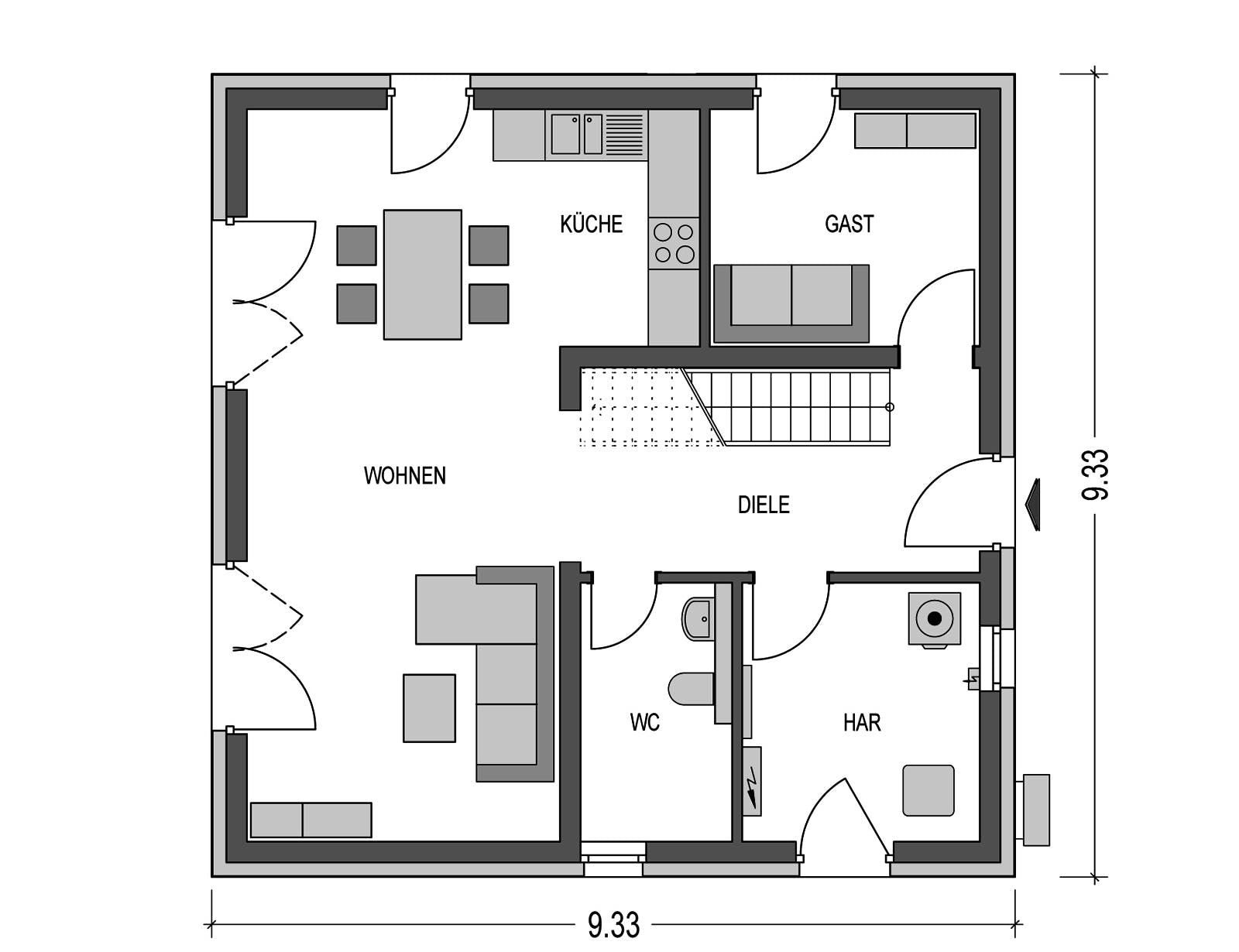 Massivhaus Arcus 130 von Heinz von Heiden Schlüsselfertig ab 308550€, Stadtvilla Grundriss 1