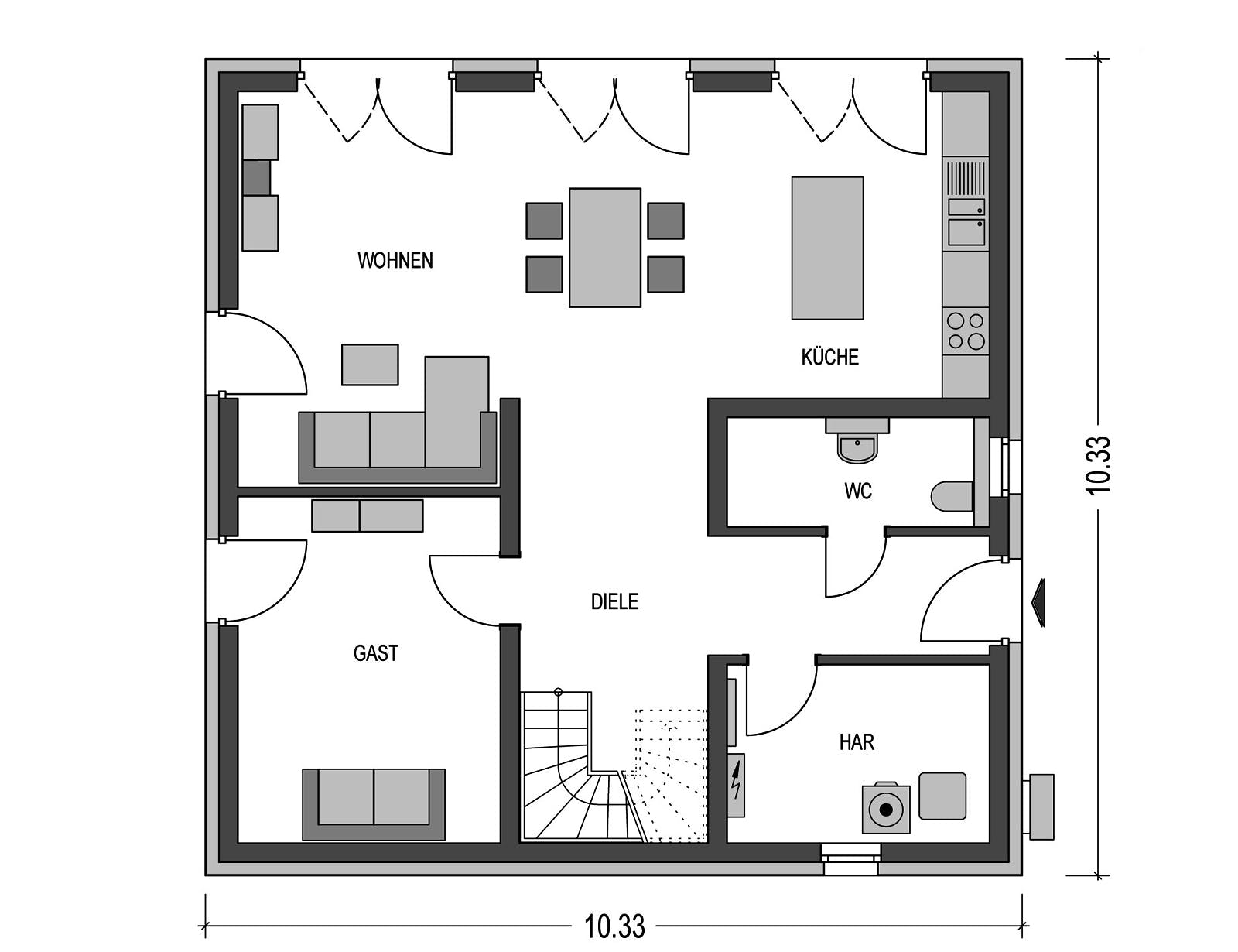 Massivhaus Arcus 160 (out) von Heinz von Heiden, Stadtvilla Grundriss 1