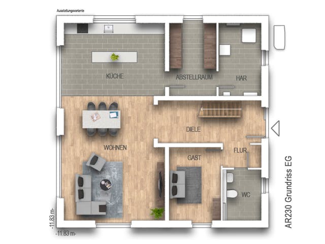 Massivhaus Arcus 230 von Heinz von Heiden Zentrale Schlüsselfertig ab 454358€, Stadtvilla Grundriss 1