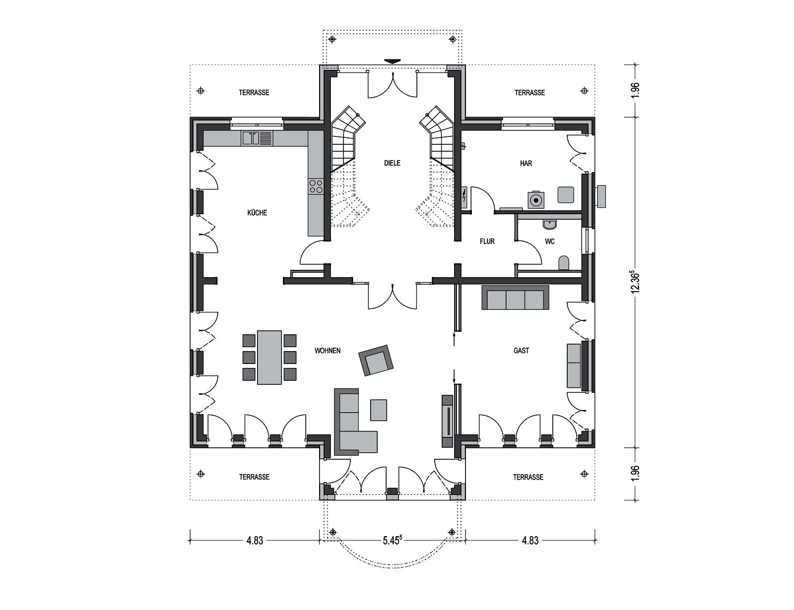 Massivhaus Arcus 300 von Heinz von Heiden Schlüsselfertig ab 789087€, Stadtvilla Grundriss 1