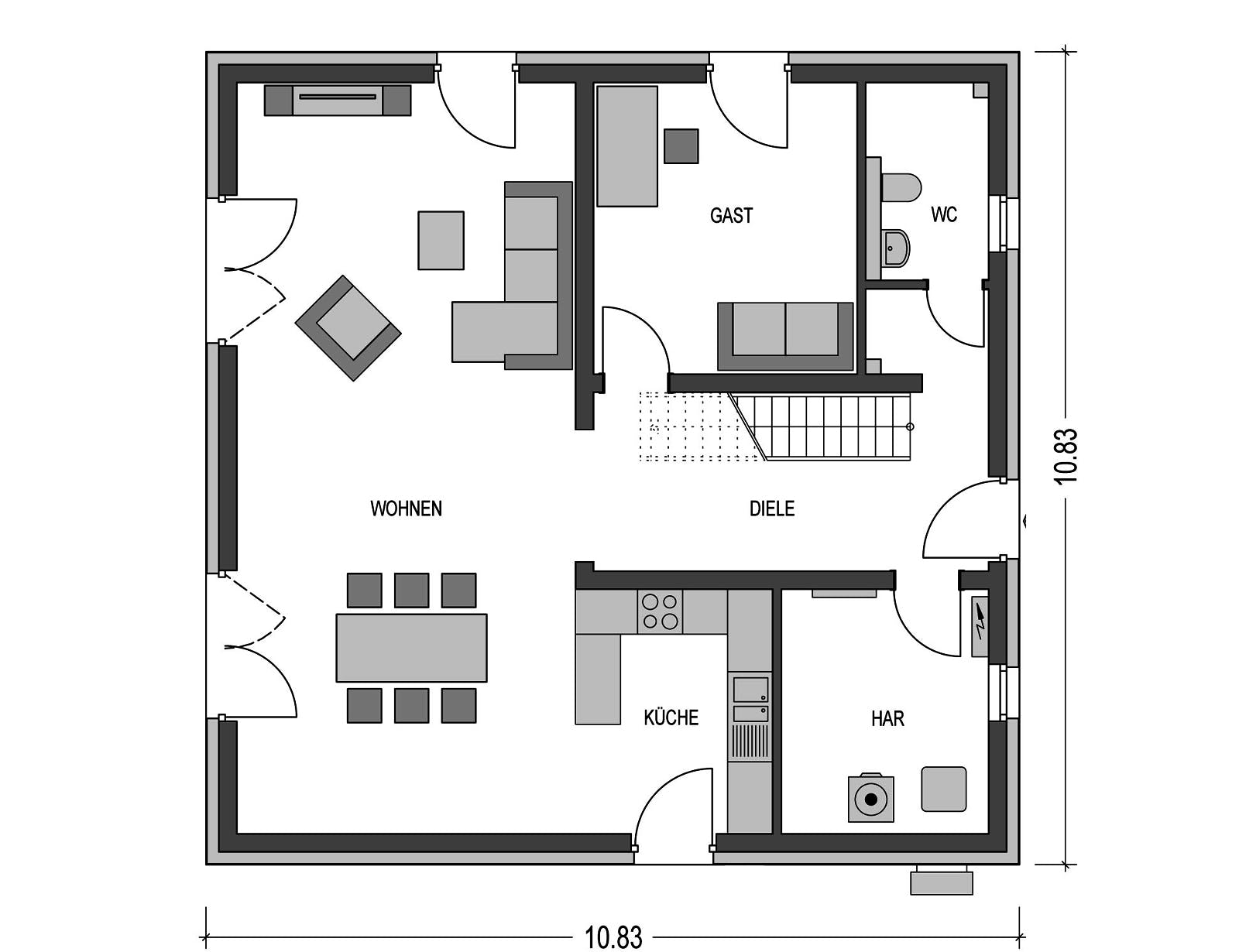 Massivhaus Arcus B10 von Heinz von Heiden Schlüsselfertig ab 354474€, Stadtvilla Grundriss 1