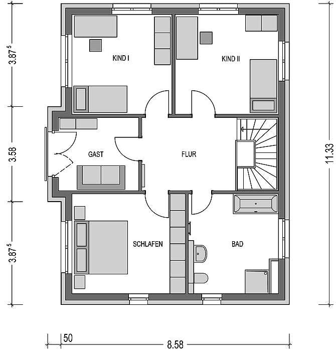 Massivhaus Calvus 530 von Heinz von Heiden Schlüsselfertig ab 336219€, Satteldach-Klassiker Grundriss 2