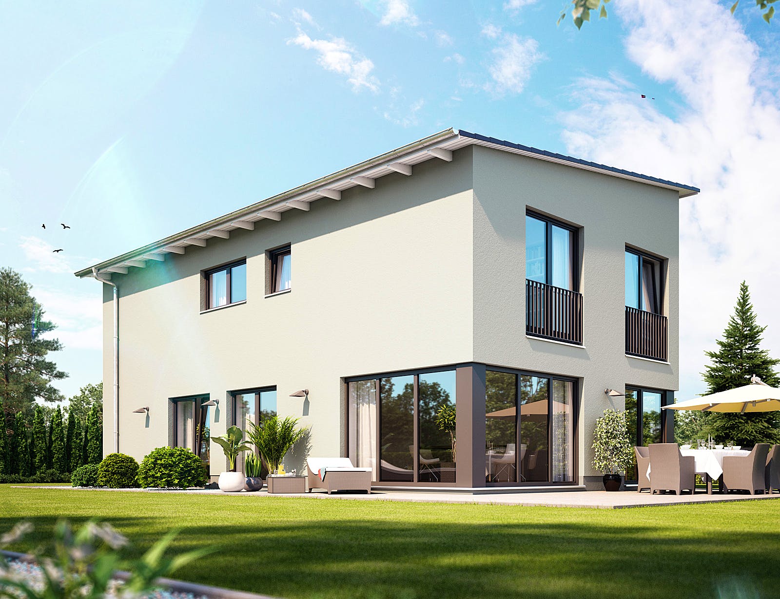 Massivhaus Cirro 260 von Heinz von Heiden Schlüsselfertig ab 343497€, Pultdachhaus Außenansicht 1
