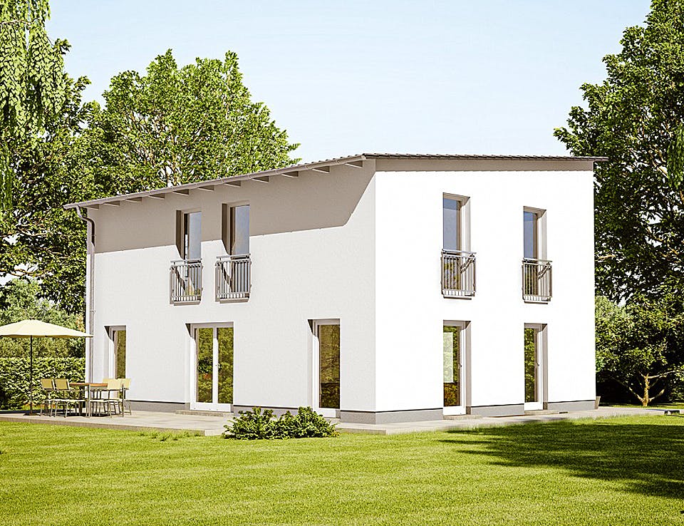 Massivhaus Cirro 631 von Heinz von Heiden Schlüsselfertig ab 344353€, Pultdachhaus Außenansicht 1