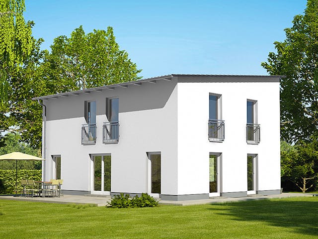 Massivhaus Cirro 631 von Heinz von Heiden Zentrale Schlüsselfertig ab 348763€, Pultdachhaus Außenansicht 1