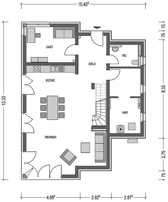 Massivhaus Cirro K10 von Heinz von Heiden Schlüsselfertig ab 417093.125€, Pultdachhaus Grundriss 1