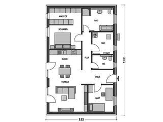 Massivhaus Cumulus 561 von Heinz von Heiden Schlüsselfertig ab 183463€, Bungalow Grundriss 1