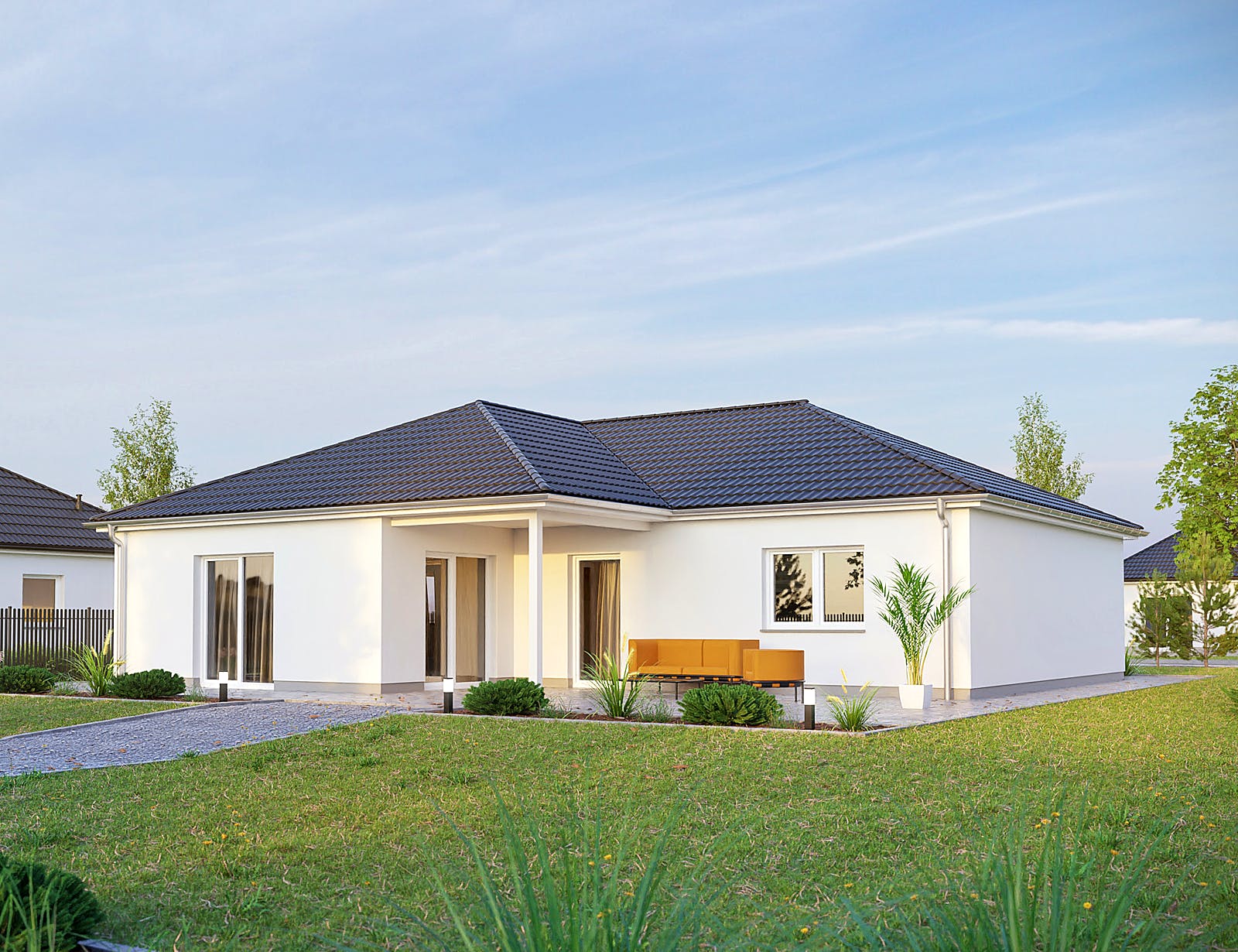 Massivhaus Cumulus 670 von Heinz von Heiden Schlüsselfertig ab 277285€, Bungalow Außenansicht 1