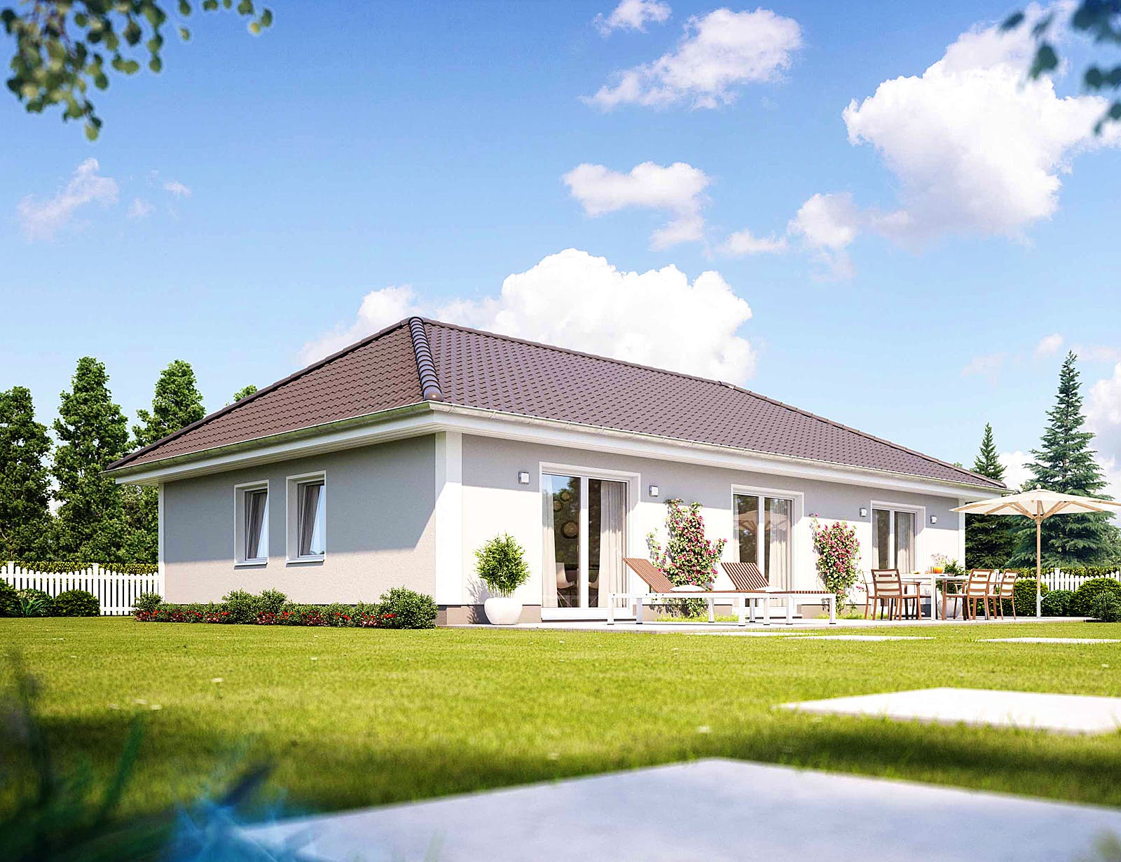 Massivhaus Cumulus 760 von Heinz von Heiden Schlüsselfertig ab 242301€, Bungalow Außenansicht 1