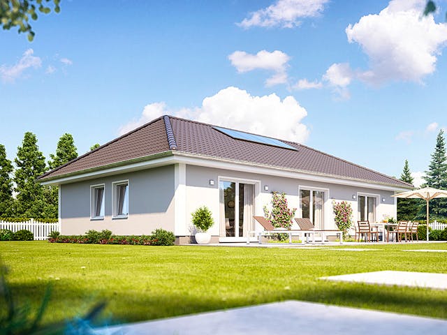Massivhaus Cumulus 760 von Heinz von Heiden Zentrale Schlüsselfertig ab 258416€, Bungalow Außenansicht 1