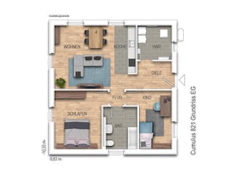 Massivhaus Cumulus 821 von Heinz von Heiden Schlüsselfertig ab 208948€, Bungalow Grundriss 1