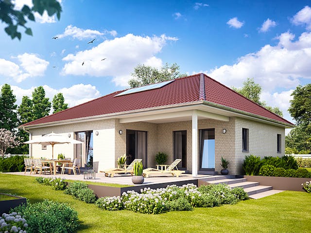 Massivhaus Cumulus 960 von Heinz von Heiden Zentrale Schlüsselfertig ab 278472€, Bungalow Außenansicht 1 Massivhaus Cumulus 960 von Heinz von Heiden Zentrale Schlüsselfertig ab 278472€, Bungalow Außenansicht 1