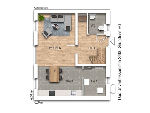 Massivhaus Das Unverbesserliche S400 von Heinz von Heiden Zentrale Schlüsselfertig ab 214442.2€, Grundriss 1