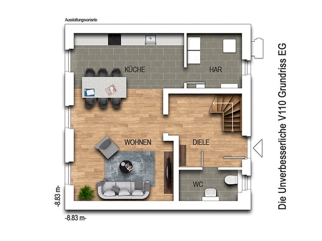 Massivhaus Die Unverbesserliche V110 von Heinz von Heiden Schlüsselfertig ab 216004.625€, Stadtvilla Grundriss 1