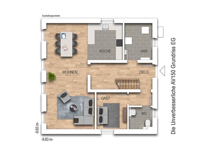 Massivhaus Die Unverbesserliche V150 von Heinz von Heiden Zentrale Schlüsselfertig ab 263116€, Stadtvilla Grundriss 1