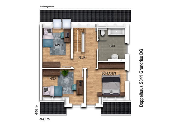 Massivhaus Doppelhaus S841 von Heinz von Heiden Schlüsselfertig ab 272229€, Satteldach-Klassiker Grundriss 2