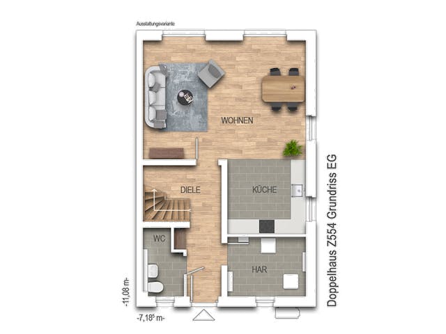 Massivhaus Doppelhaus Z554 von Heinz von Heiden Schlüsselfertig ab 264505€, Stadtvilla Grundriss 1