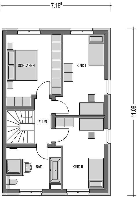 Massivhaus Doppelhaus F 550 von Heinz von Heiden Schlüsselfertig ab 299029€, Cubushaus Grundriss 2