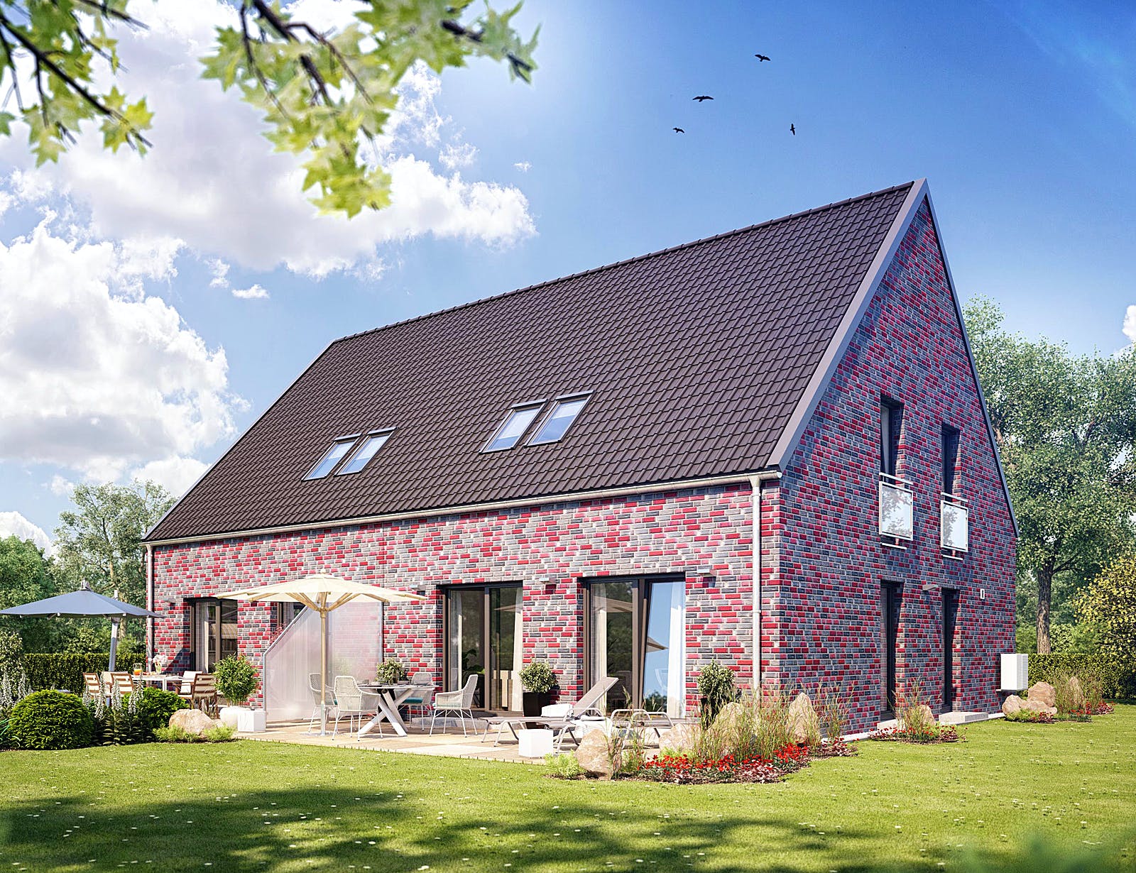 Massivhaus Doppelhaus S 650 von Heinz von Heiden Schlüsselfertig ab 283198€, Satteldach-Klassiker Außenansicht 1