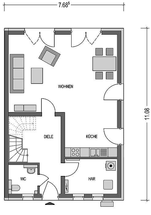 Massivhaus Doppelhaus S 650 von Heinz von Heiden Schlüsselfertig ab 283198€, Satteldach-Klassiker Grundriss 1