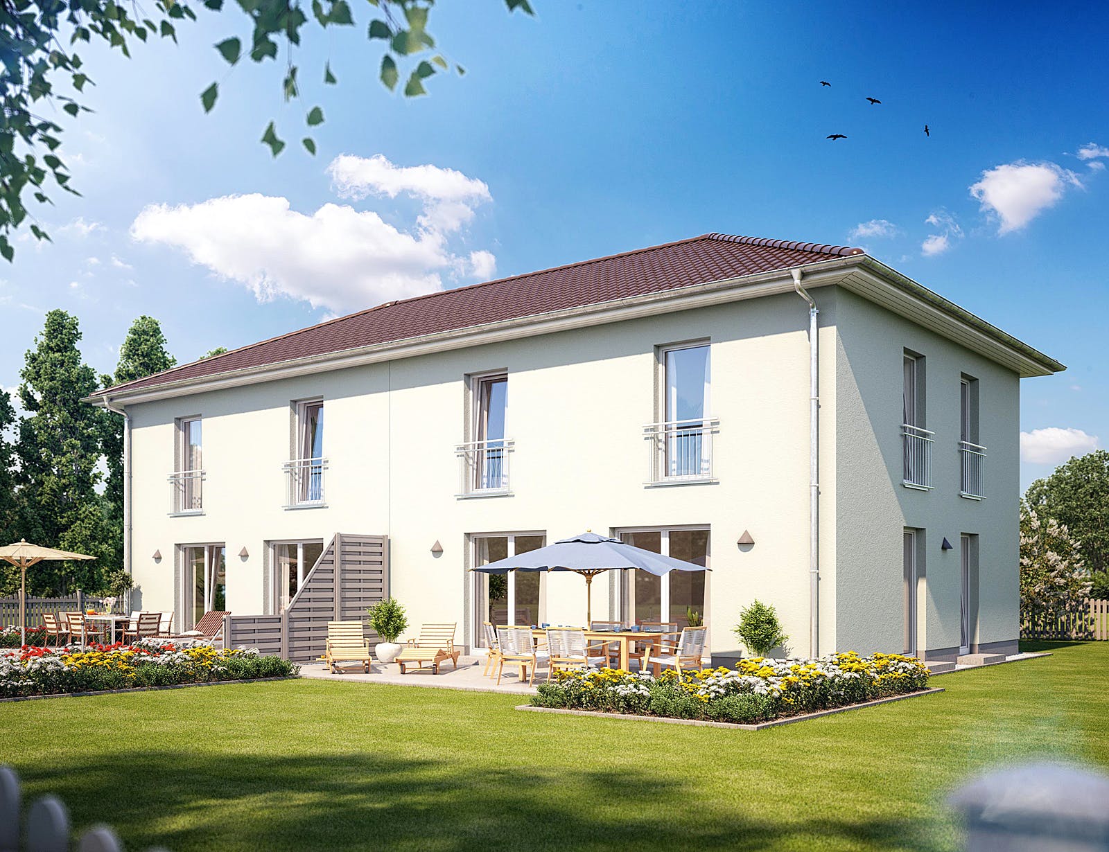 Massivhaus Doppelhaus W 730 von Heinz von Heiden Schlüsselfertig ab 301094€, Stadtvilla Außenansicht 1