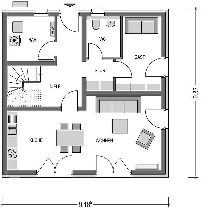 Massivhaus Doppelhaus W 730 von Heinz von Heiden Schlüsselfertig ab 301094€, Stadtvilla Grundriss 1