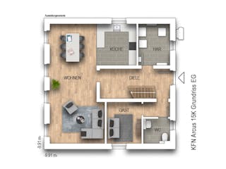 Massivhaus Arcus 15K von Heinz von Heiden Zentrale Schlüsselfertig ab 371506.2€, Stadtvilla Grundriss 1